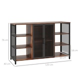 thumbnail of Aparador de cocina industrial mueble buffet auxiliar con 6 estantes abiertos porta copas y estante ajustable para bar comedor 120x40x76 cm