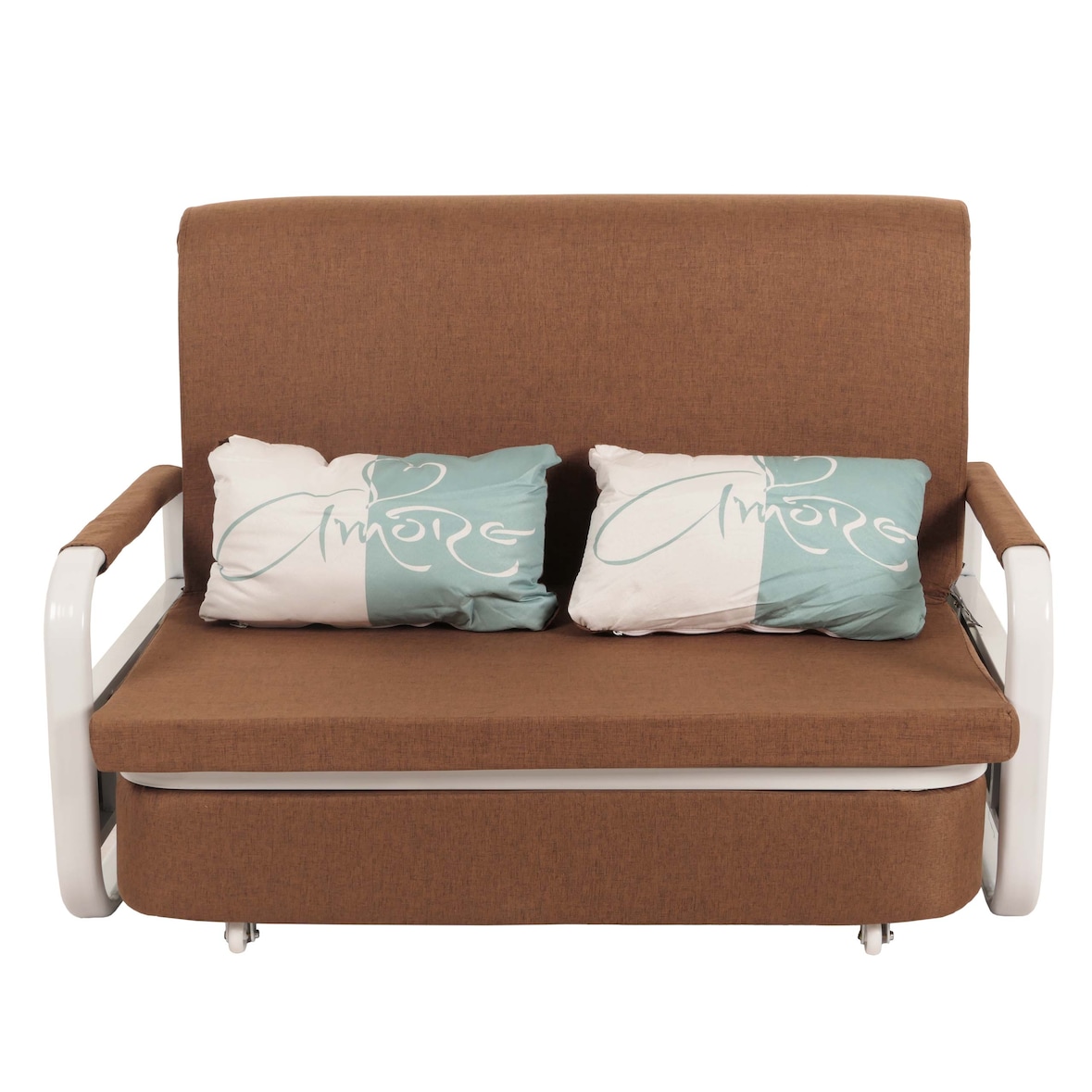 Schlafsofa HWC-M83, Schlafcouch Couch Sofa, Schlaffunktion Bettkasten Liegefläche, 130x185cm ~ Stoff/Textil braun