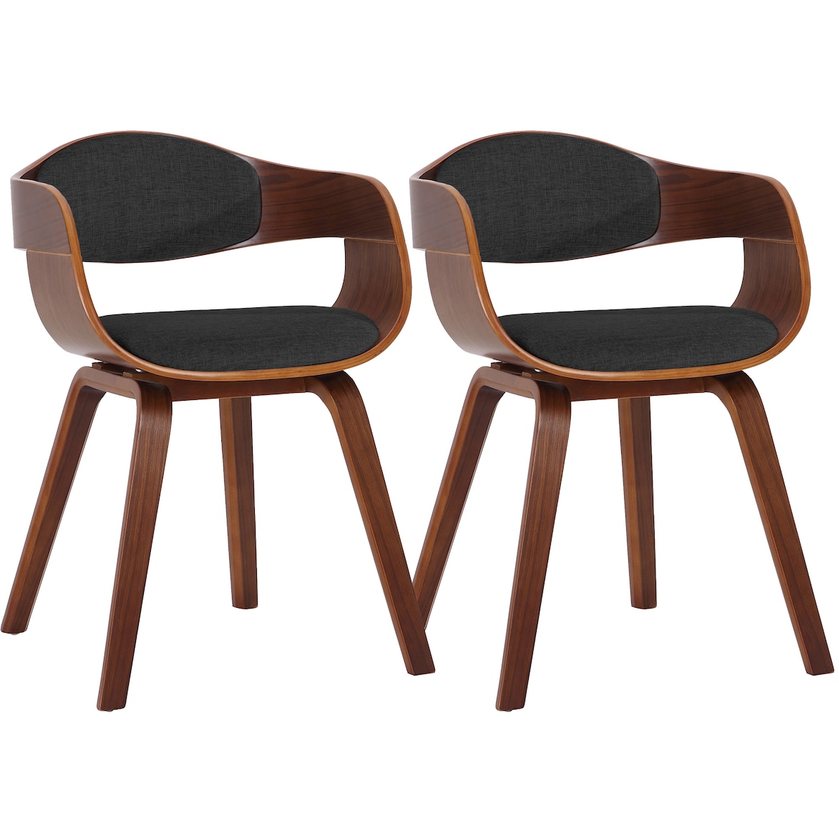 Set van 2 Kingston eetkamerstoelen Stof walnoot/donkergrijs