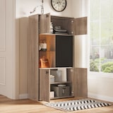 thumbnail of Merax Mehrzweckschrank mit LED, Highboard in Holzoptik, Doppel- & Schiebetüren, offenes Regal und Fächer, 78 x 36 x 150 cm, Natur