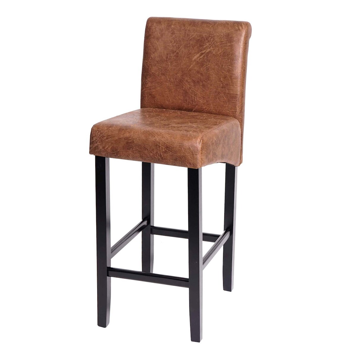 Proregal Barhocker gepolstert mit Lehne | Sitzhöhe 75cm | Holz MVG-zertifiziert | Wildlederimitat | dunkle Beine | Stoff/Textil | Barstuhl