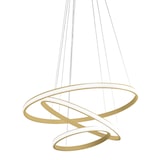 thumbnail of Lustre LED regulável Iole S3 60W - Suspensão moderna com 3 anéis em alumínio dourado escovado, luz quente 3000K, 3000lm, design elegante
