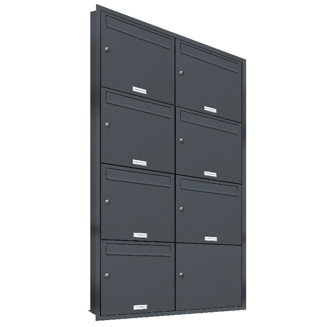 AL Briefkastensysteme 7 Fächer Premium Unterputz Briefkasten Anlage RAL 7016 Anthrazit Grau, Post A4, robust, wetterfest, Artikelnummer: 331P7U2P7016