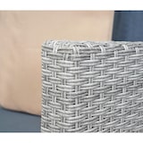 thumbnail of Poly-Rattan Garnitur rund HWC-E17, Garten-Set Sitzgruppe ~ grau, Polster dunkelgrau, Kissen beige