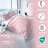 thumbnail of Baumwolle Bettwäsche Set 155x220 cm Rosa Weiß Rauten Renforce Wendebettwäsche mit Reißverschluss 4 teilig