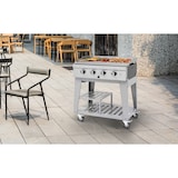 thumbnail of METRO PROFESSIONAL Barbecue a gas con 4 bruciatori e plancha, 85 × 50 cm, telo di copertura, con ruote, acciaio inox, argento