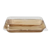 thumbnail of 50 Schalen, Palmblatt eckig 400 ml 5 cm x 14 cm x 20 cm mit rPET Deckel "Kombipack"