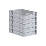 thumbnail of PROREGAL 5x Eurobox NextGen Grip mit Scharnierdeckel & roten Verschlüssen | HxBxT 12x40x60cm | 23 Liter | Griffe geschlossen | Glatter Boden