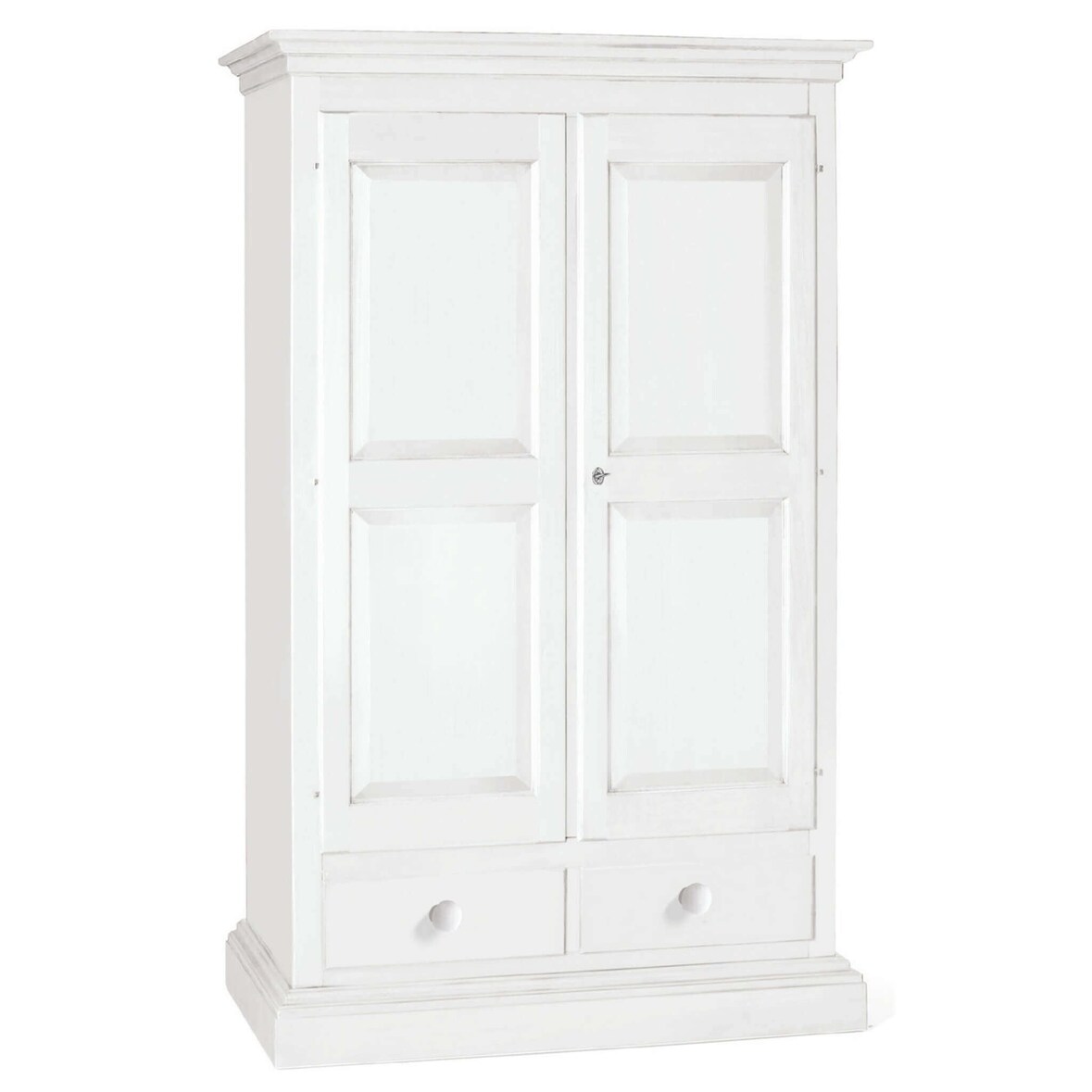 CHESTER armadio 2 ante in legno massello 125x61x200 colore Bianco