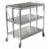 thumbnail of METRO PROFESSIONAL Chariot pliable GFST1003, acier inoxydable, 50.1 x 88.5 x 96 cm, 3 étagères, 180 kg, avec freins, argenté
