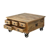 thumbnail of SIT Möbel Couchtischtruhe auf Rollen | 5 Schubladen, 1 Klappe | Mangoholz natur | B 90 x T 90 x H 47 cm | 01994-04 | Serie RUSTIC