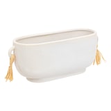 thumbnail of Jardinière en Céramique émaillée Blanche avec pompons L 30 cm