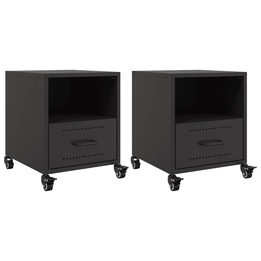 Tables de chevet 2 pcs noir 36x39x43,5 cm acier – Modèle Arête
