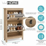 thumbnail of WellHome - Klapbare schoenenkast met 2 klapdeuren in kleur Eiken 54 x 25 x 103 cm - Guadalquivir