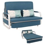 thumbnail of Schlafsofa HWC-M83, Schlafcouch Couch Sofa, Schlaffunktion Bettkasten Liegefläche, 130x185cm ~ Stoff/Textil dunkelblau