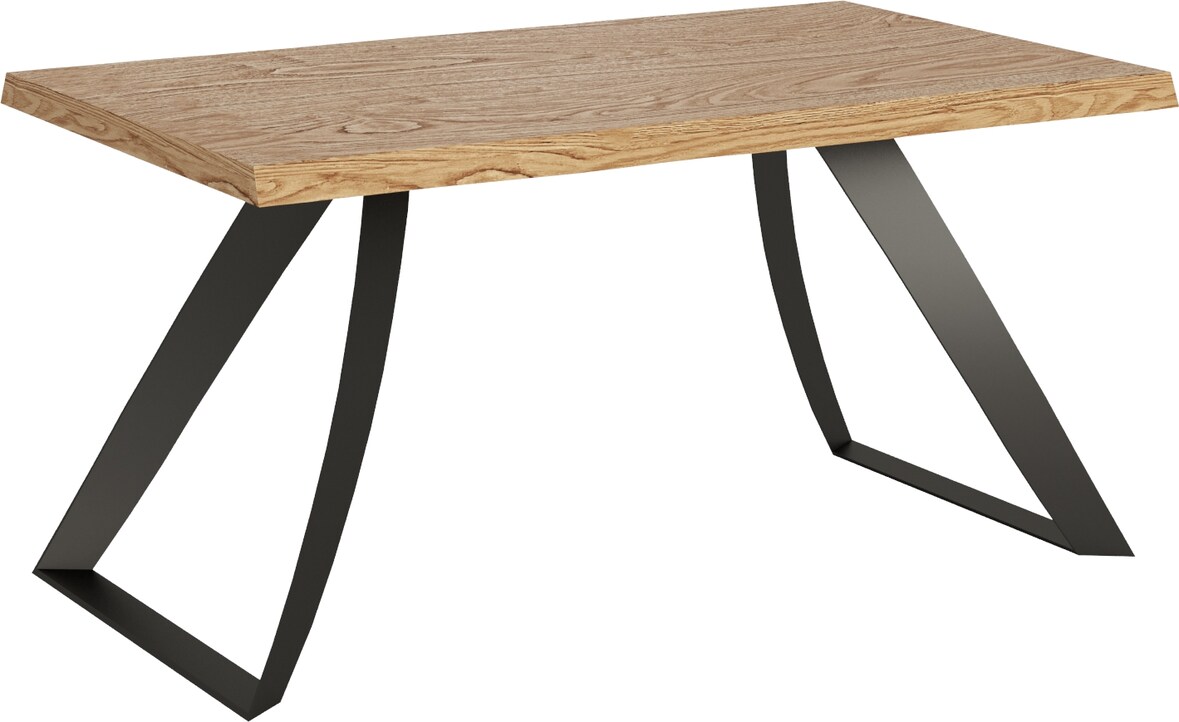 Ausziehbarer Tisch 90x160/210 cm Tabira entrindete Eiche mit anthrazitfarbenen Beinen