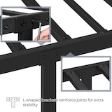 thumbnail of Yaheetech Modern Metallbett 140x200 cm Bettgestelle mit Lattenrost, Doppelbett/Einzelbett, Bettrahmen mit Kopfteil, Gästebett für Schlafzimmer Schwarz