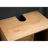 thumbnail of Waschbeckenunterschrank Eiche-Optik 60x60x40 cm mit Türen, Badezimmerschrank mit Rattangeflecht, Unterschrank Stehend, Badschrank Midischrank Klein