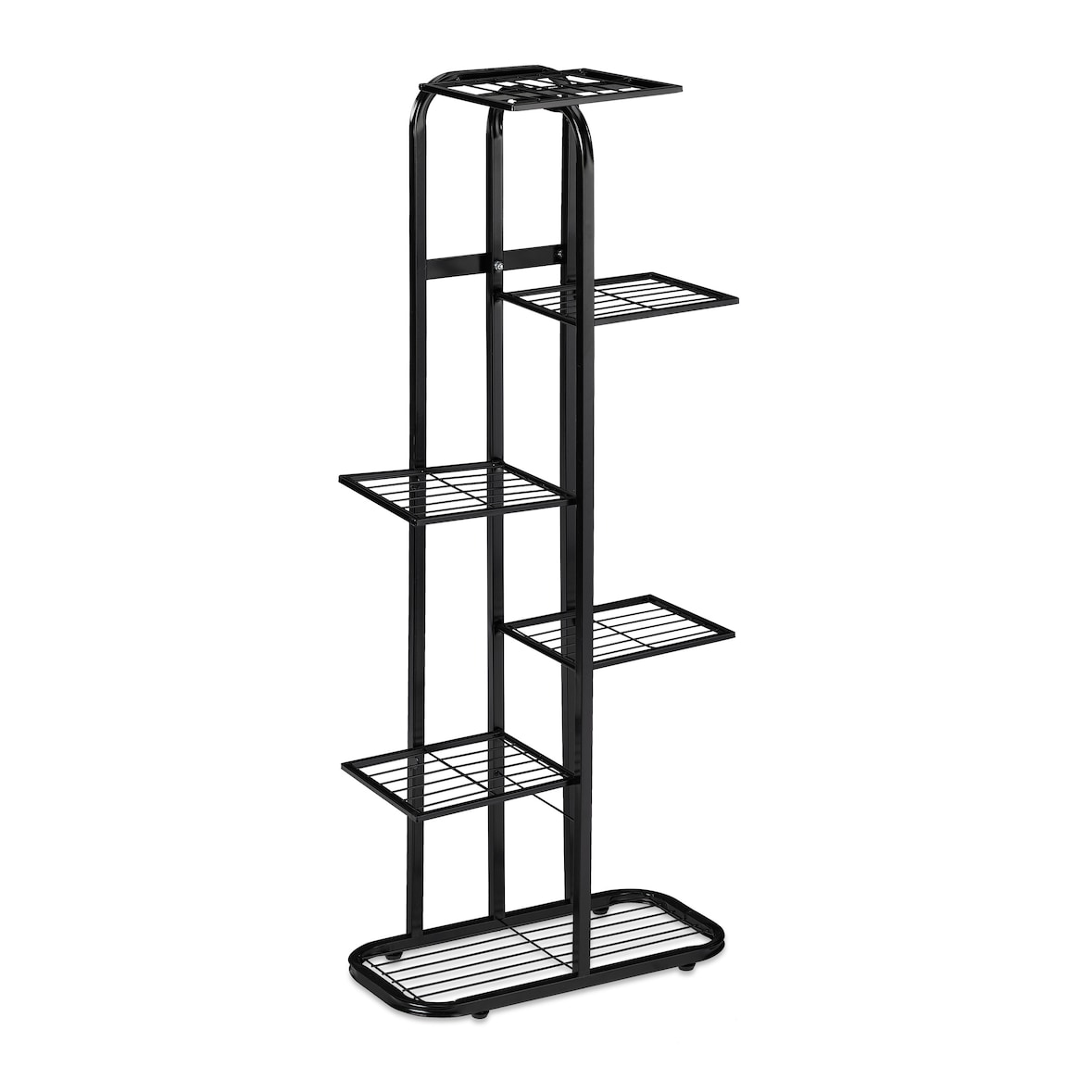 Relaxdays Blumentreppe Metall, 6-stufige Blumenetagere, außen & innen, HBT 107 x 44 x 24 cm, Pflanzenregal, schwarz