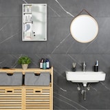 thumbnail of Relaxdays Medizinschrank, 3 Fächer, abschließbar, HBT: ca. 58x38x13cm, Edelstahl, Arzneischrank, Hausapotheke, Silber