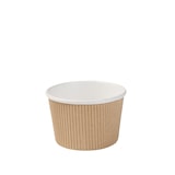 thumbnail of BIOZOYG 25 Stück Suppenbecher 375ml braune Einwegbecher Riffelbecher aus Kraftkarton, Bio-Becher mit Riffelwand, für Eintöpfe und heiße Speisen