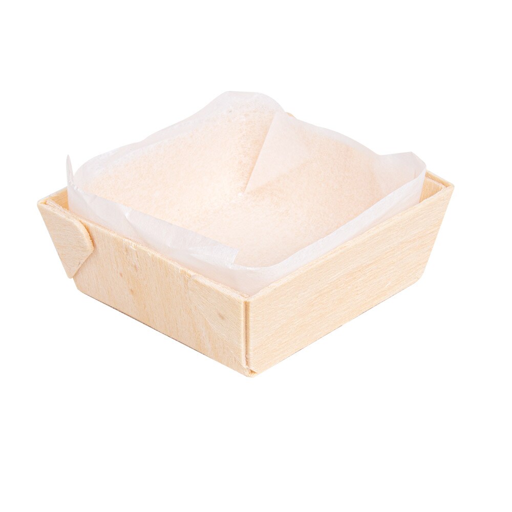 Barquillas Madera + Moldes Siliconados  5,5X5,5X2 Cm Natural Madera (300 Unidades)
