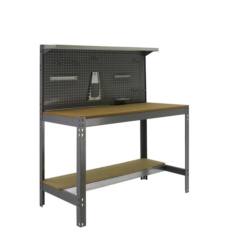 PROREGAL Etabli BUFFALO avec paroi à outils et étagère | HxLxP 84x90x61cm | Capacité de charge 400kg | Gris