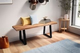 thumbnail of Garderobenbank FineBuy Sitzbank Akazie Massivholz 120 cm Baumkante Flurbank