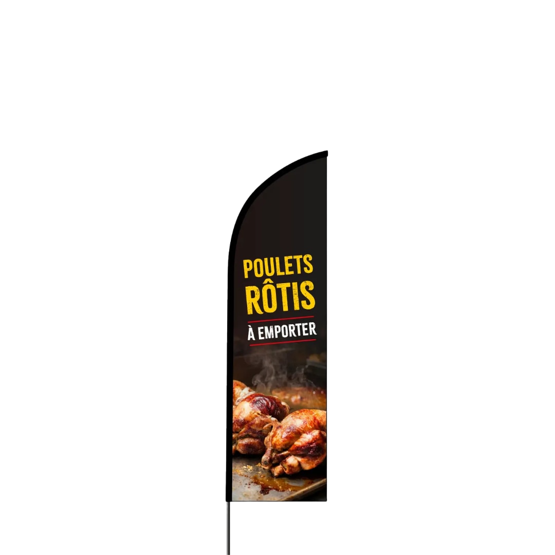 Drapeau oriflamme Poulets rôtis à emporter - 2m40 l Drapeau Publicitaire