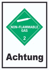 thumbnail of Schild nicht entzündliches Gas Achtung non-flammable hochkant A5 (148x210mm)