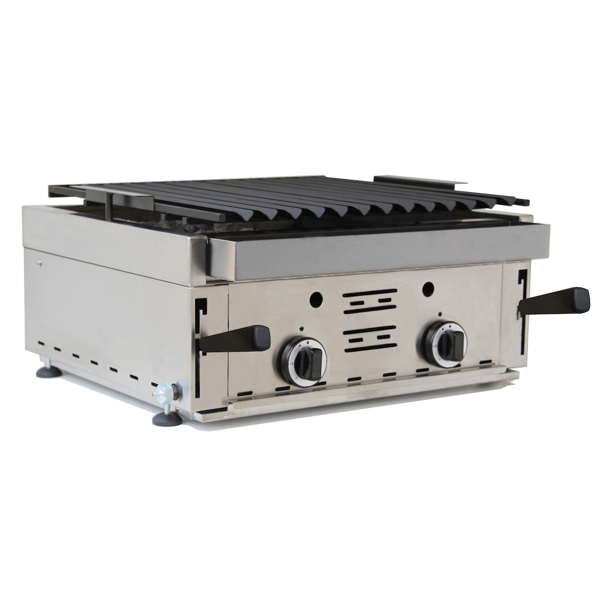 Barbacoa gas  con piedra volcánica. Potencia 7,2 Kw. 2 quemadores.