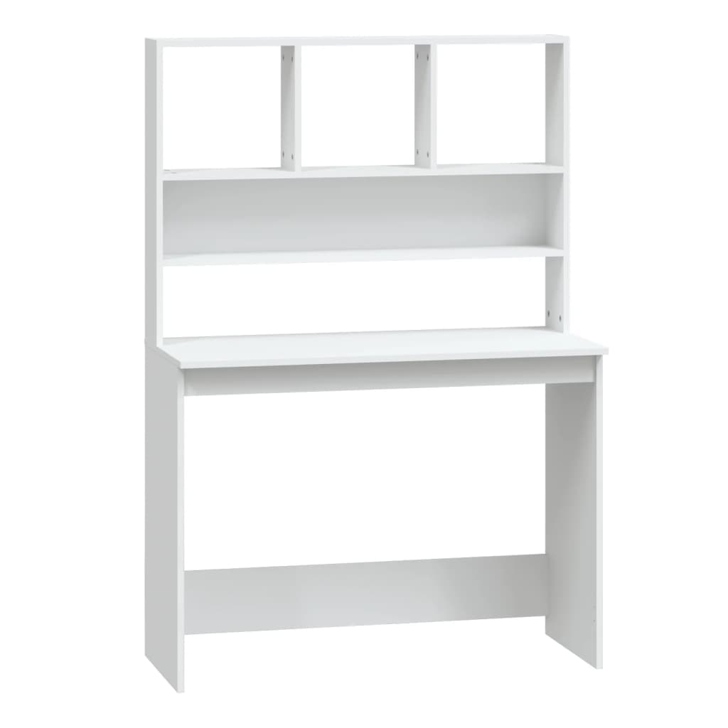 Bureau avec étagères Blanc 102x45x148 cm Bois d'ingénierie Modèle Apex Vent