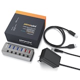 thumbnail of Primewire - USB 3.2 Gen.1 6 Port Hub aktiv schaltbar - mit Netzteil - 4 x USB 3.2 Gen1, 2X USB 3.0 mit smart Charge (Ladeports) - Alugehäuse grau