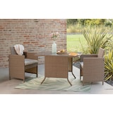 thumbnail of Conjunto de jardín con mesa de vidrio templado y 2 sillas encajables de ratán sintético con cojines desenfundables, diseño compacto – GARDA XL