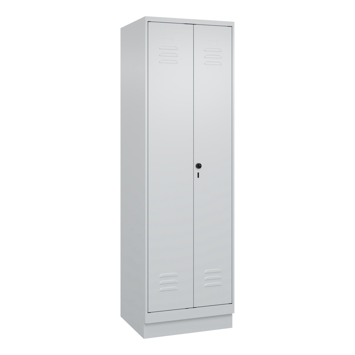 C+P Doppel-Spind Classic PLUS, Sockel, 2 Abteile, HxBxT 195x60x50cm, Sicherheitsdrehriegel, Hellgrau/Hellgrau von PROREGAL