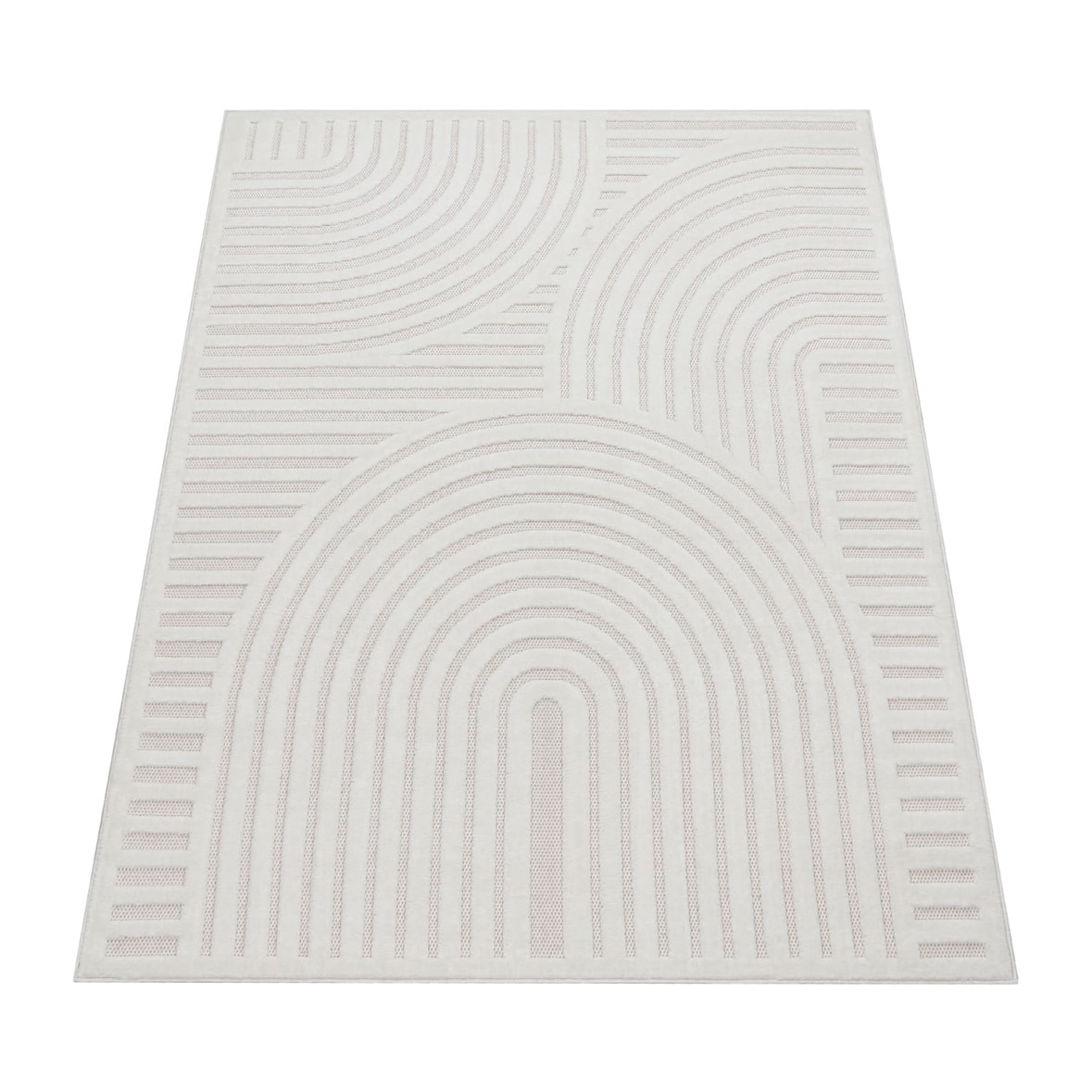 Teppich Kurzflor Struktur Wohnzimmer schmutzabweisend Creme Rechteckig 120x160 | 100% Polypropylen | Florhöhe: 10 mm | nicht waschbar