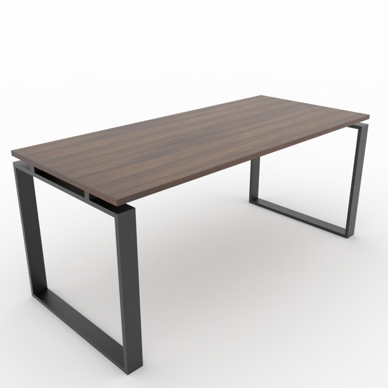 Oficit. Mesa de oficina y hogar. Estructura Marco Cerrado negro, con tablero nogal. Fabricado en España. Medidas: 140x80cm (largo x ancho)