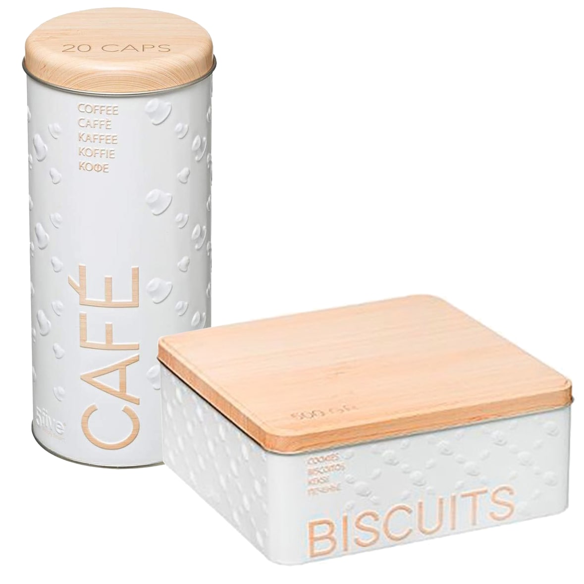 WellHome Pack de Pote de Café e Caixa de Biscoitos em cor Branca