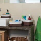 thumbnail of Relaxdays Aufbewahrungskorb 3er Set, Stoffbezug, Bambus, rechteckig, Bad, Accessoires, Spielzeug, Allzweckkorb, grau