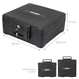 thumbnail of HMF Feuerfeste Dokumentenbox DIN A4 Ordner, wasserdichte Geldkassette abschließbar, 39 x 40 x 17 cm, Schwarz