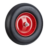 thumbnail of Relaxdays Relaxdays Schubkarrenrad Vollgummi mit Achse, 4.80 4.00-8 Gummirad, pannensicher, 100kg Tragkraft Ersatzrad, schwarz-rot