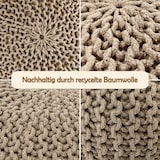 thumbnail of Sitzpouf Strickhocker Pouf Ø45 H30cm Bodenkissen Indoor Baumwolle nachhaltig recycelt : beige