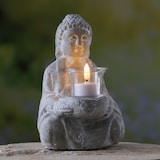 thumbnail of Teelichthalter Buddha Statue Kerzenhalter Zen Deko H: 20cm grau