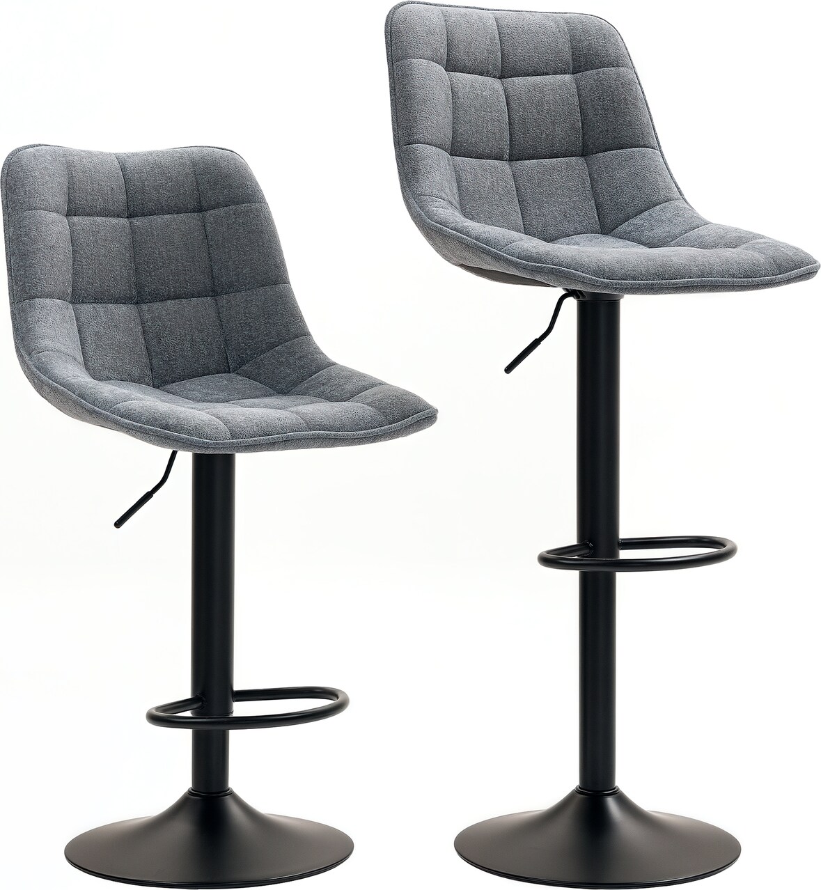 Barhocker 2er-Set Polyester Dunkelgrau, 63-84 cm, 360° drehbar