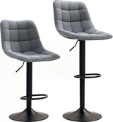 thumbnail of Barhocker 2er-Set Polyester Dunkelgrau, 63-84 cm, 360° drehbar