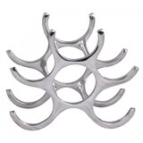 thumbnail of Design Aluminium Weinregal 6 Flaschen in Silber 29x24x14 cm, Flaschenregal Wein Zubehör flach modern, Metall Deko Weinflaschen Halter Schmal Küche