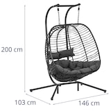 thumbnail of Uniprodo Outdoor-Hängesessel mit Gestell - für zwei Personen - Sitz zusammenfaltbar - schwarz/grau