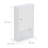 thumbnail of Relaxdays Badschrank, 3 Fächer, Lamellentür, geringe Tiefe, HBT 70 x 42 x 16,5 cm, platzsparend, Badezimmerschrank, weiß