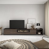 thumbnail of TV-Meubel, Lowboard, Woonkamer, Eetkamer, 310x50x37 cm, Voor tv's tot 80", Elektrische haard, Moderne stijl, Donkere eik en Zwart