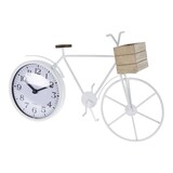 thumbnail of WellHome - Orologio da tavolo con disegno di bicicletta in metallo bianco 33,5x8x23,5cm